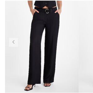 Express Editor Mid Rise Linen-Blend Belted Trouser Pant